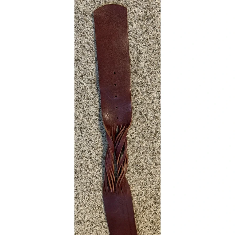 Fabio Corti Women's Belt Wide Leather Soft Burgundy Silver Buckle Italy Medium